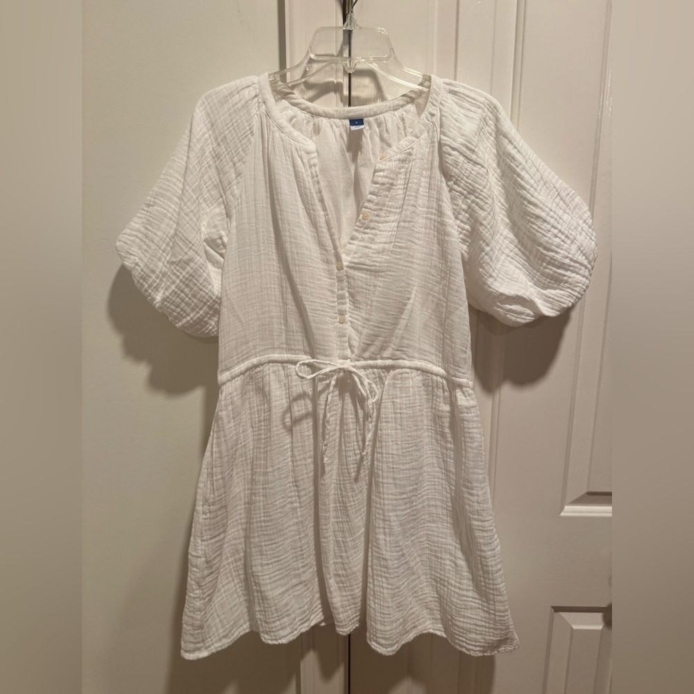 Old Navy white Button-Down Dress with Tie Waist